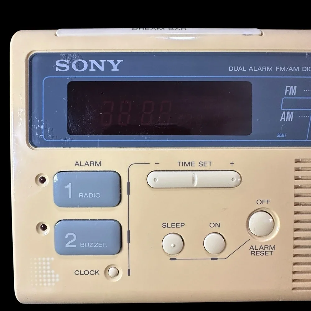 Sony Dream Machine Dual Alarm Digital Clock Radio‎ ICF-C221W Vtg Beige Tested